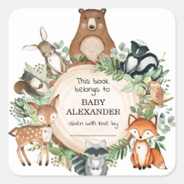Cute Woodland Animals Baby shower Bookplate Labels