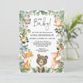 Cute Woodland Animals Baby shower Forest Greenery Kaart (Staand voorkant)