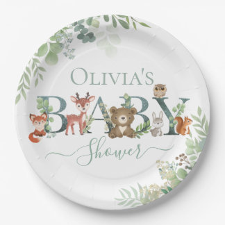 Cute Woodland Animals Baby shower Greenery Favor T Papieren Bordje
