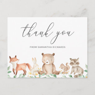 Cute Woodland Animals Baby shower Hartelijk dank Briefkaart