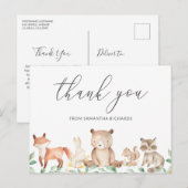 Cute Woodland Animals Baby shower Hartelijk dank Briefkaart (Voorkant / Achterkant)