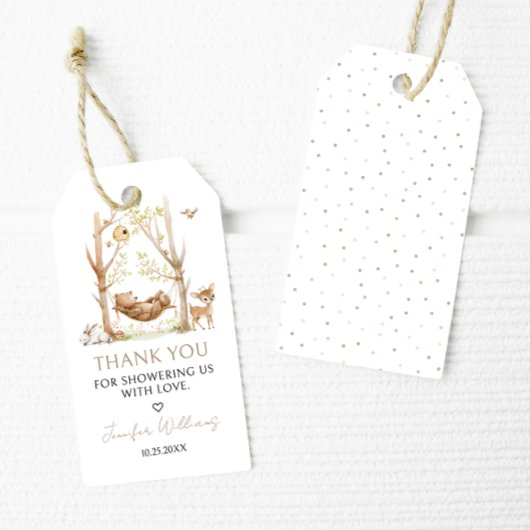 Cute Woodland Animals Baby shower Hartelijk dank Cadeaulabel