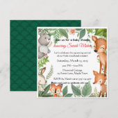 Cute Woodland Animals Baby Shower Invitation  Kaart (Voorkant / Achterkant)