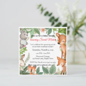 Cute Woodland Animals Baby Shower Invitation  Kaart (Staand voorkant)