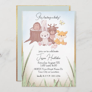 Cute Woodland Animals Baby shower Kaart