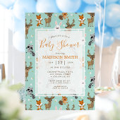 Cute Woodland Animals Baby shower Kaart