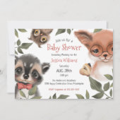Cute Woodland Animals Baby shower Kaart (Voorkant)