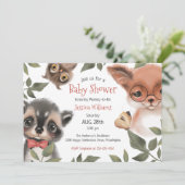 Cute Woodland Animals Baby shower Kaart (Staand voorkant)
