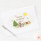 Cute Woodland Animals Baby shower Ovale Sticker (Envelop)