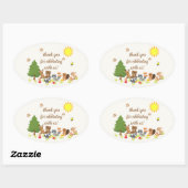 Cute Woodland Animals Baby shower Ovale Sticker (Vel)