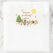 Cute Woodland Animals Baby shower Ovale Sticker (Tas)