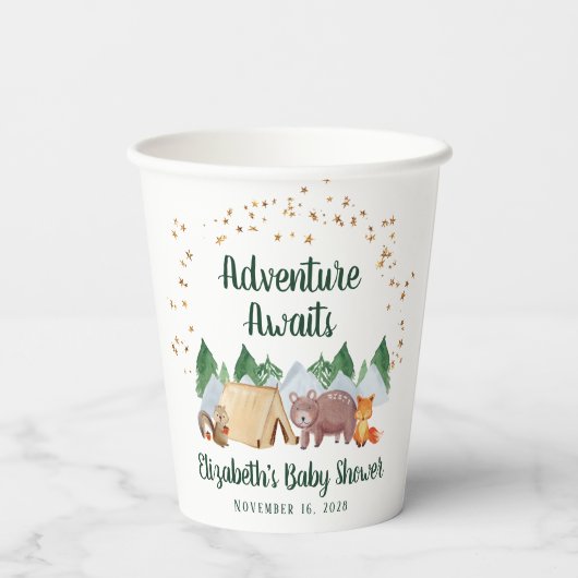 Cute Woodland Animals Baby shower Papieren Bekers (Achterkant)