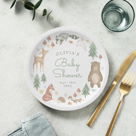 Cute Woodland Animals Baby shower Papieren Bordje