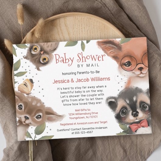 Cute Woodland Animals Baby shower per mail Kaart