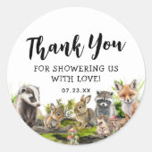 Cute Woodland Animals Baby shower Ronde Sticker (Voorkant)