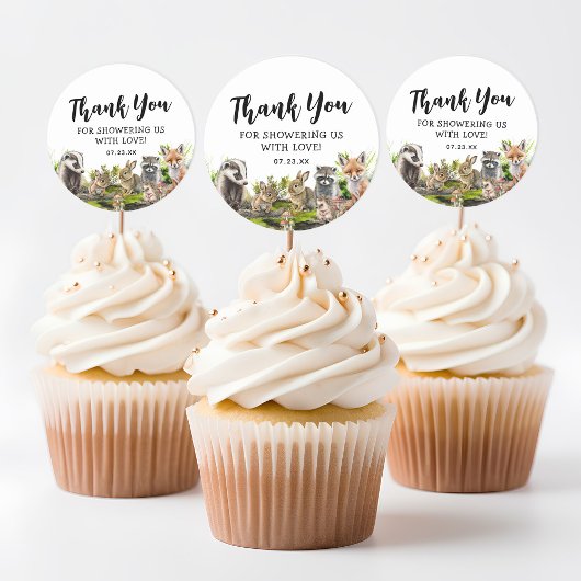 Cute Woodland Animals Baby shower Ronde Sticker