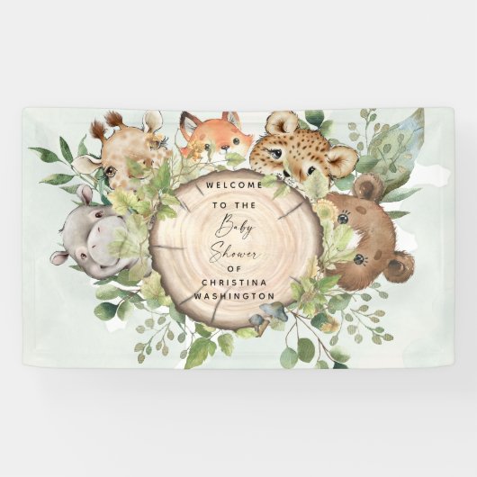 Cute Woodland Animals Baby shower Spandoek (Horizontaal)