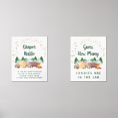 Cute Woodland Animals Baby Shower Spellen Poster S Muurkunst Sets (Voorkant)