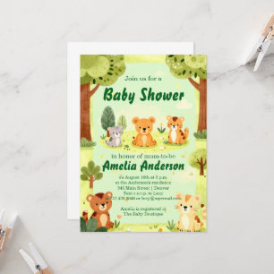 Cute Woodland Animals Baby Shower uitnodiging