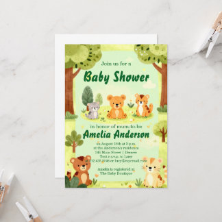 Cute Woodland Animals Baby Shower uitnodiging