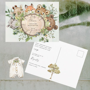 Cute Woodland Animals Baby shower Uitnodiging Briefkaart
