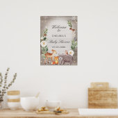 Cute Woodland Animals Baby shower Welkom Poster (Keuken)