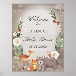 Cute Woodland Animals Baby shower Welkom Poster