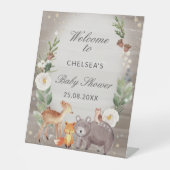 Cute Woodland Animals Baby shower Welkom Reclamebord Met Voetstuk (Voorkant)