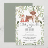 Cute Woodland Animals Baby Sprinkle / Shower Kaart (Voorkant / Achterkant)