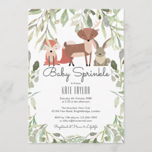 Cute Woodland Animals Baby Sprinkle / Shower Kaart
