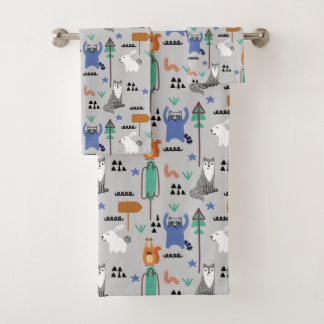 Cute Woodland Animals Bad Handdoek
