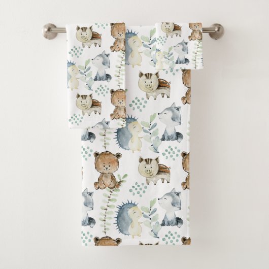 Cute Woodland Animals Bad Handdoek (Insitu)