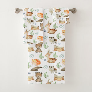 Cute Woodland Animals Bad Handdoek