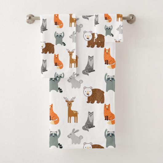 Cute Woodland Animals Bad Handdoek (Insitu)