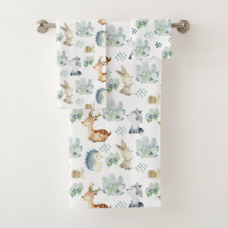 Cute Woodland Animals Bad Handdoek