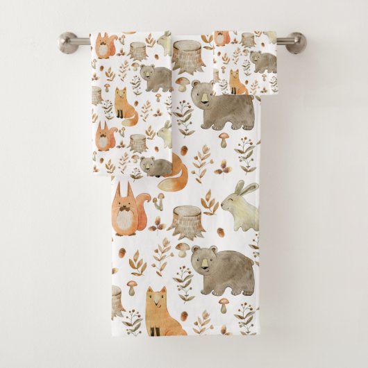 Cute Woodland Animals Bad Handdoek (Insitu)