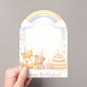 Cute Woodland Animals Birthday Acrylic Invitation Acryl Uitnodigingen (Insitu (Draagbaar))