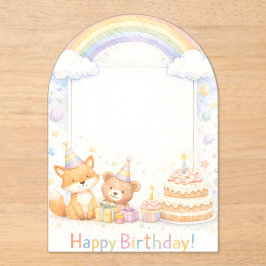 Cute Woodland Animals Birthday Acrylic Invitation Acryl Uitnodigingen