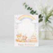 Cute Woodland Animals Birthday Card with Rainbow Briefkaart (Staand voorkant)