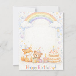 Cute Woodland Animals Birthday Invitation Kaart