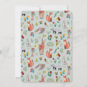 Cute Woodland Animals Blue Baby shower Invitation Kaart (Achterkant)