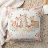 Cute Woodland Animals Blush Pink Floral Nursery  Kussen (Deken)
