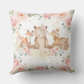 Cute Woodland Animals Blush Pink Floral Nursery  Kussen (Achterkant)