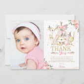 Cute Woodland Animals Boho Tribal Birthday Foto Bedankkaart (Voorkant)