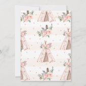 Cute Woodland Animals Boho Tribal Girl Baby shower Kaart (Achterkant)