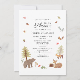 Cute Woodland Animals Boys Baby shower Kaart
