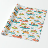 Cute Woodland Animals Canoe Pattern Cadeaupapier (Uitgerold)