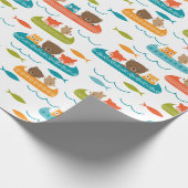 Cute Woodland Animals Canoe Pattern Cadeaupapier (Hoek)