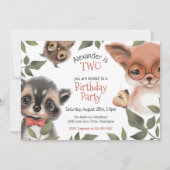 Cute Woodland Animals Child's Birthday Party Kaart (Voorkant)
