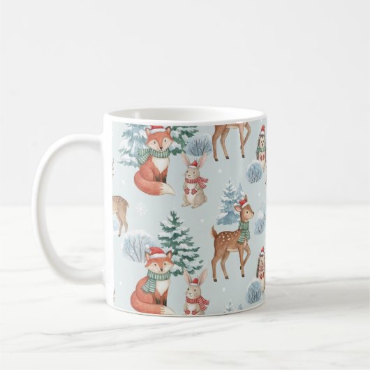 Cute Woodland Animals Christmas Pattern Mug Koffiemok (Links)